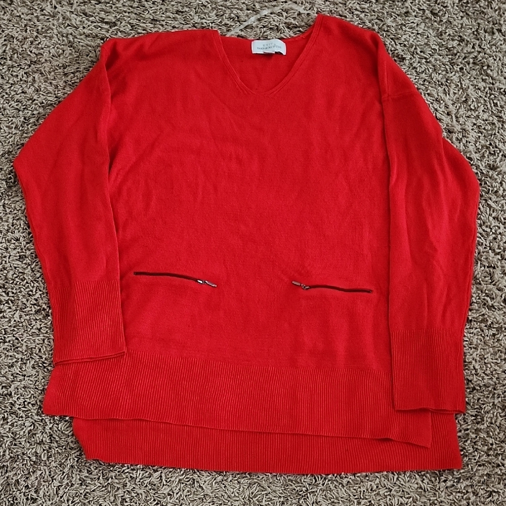 Elegant Red V-Neck Sweater